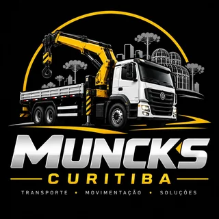 Logo Muncks Curitiba: caminhão munck amarelo e branco